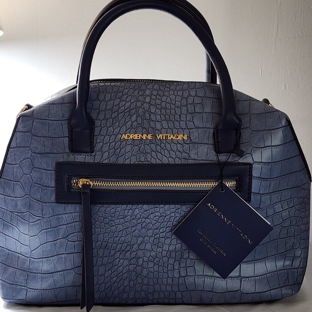 ADRIENNE VITTADINI | Croco Satchel Natural - Blue